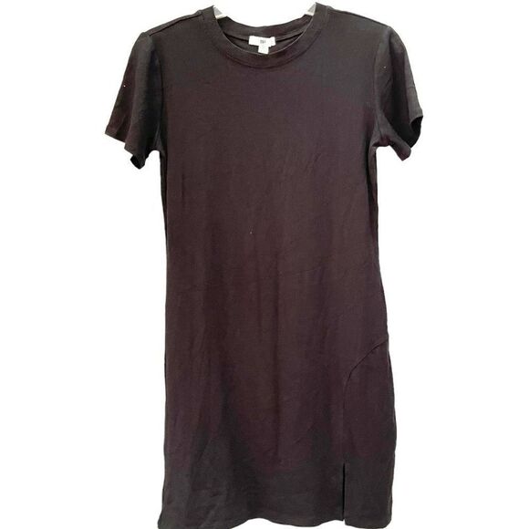 BP Women's Dress Shift Pullover Round Neck Side Slit Rib-Knit Black Size M NEW - Picture 1 of 10